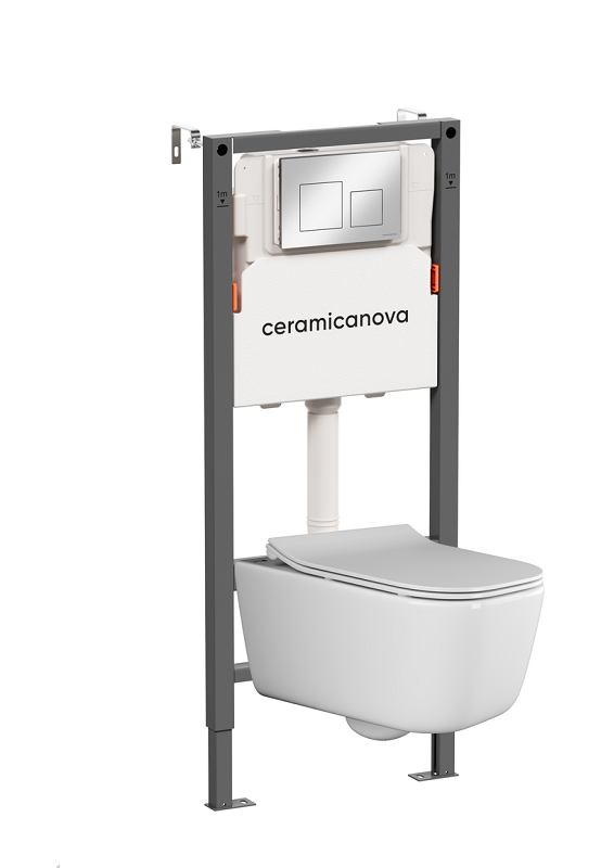 Изображение товара Унитаз подвесной Ceramicanova Balance CN3005_121002CH с безободковым корпусом New Day Изображение товара Унитаз подвесной Ceramicanova Balance CN3005_121002CH с безободковым корпусом New Day