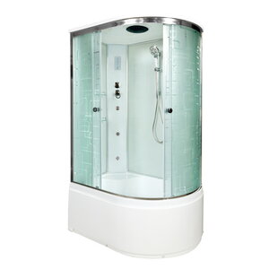 Изображение товара Душевая кабина AvaCan EM5012LGM+EL/EM5012RGM+EL 88100/88091, 120 x 90 см, с крышей, с гидромассажем, с электрикой, поддон высокий, левая/правая, стекло матовое с узором, профиль хром