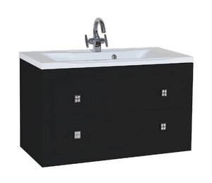Изображение товара Тумба под раковину Bellezza Милан 90 подвесная черная с двумя ящиками