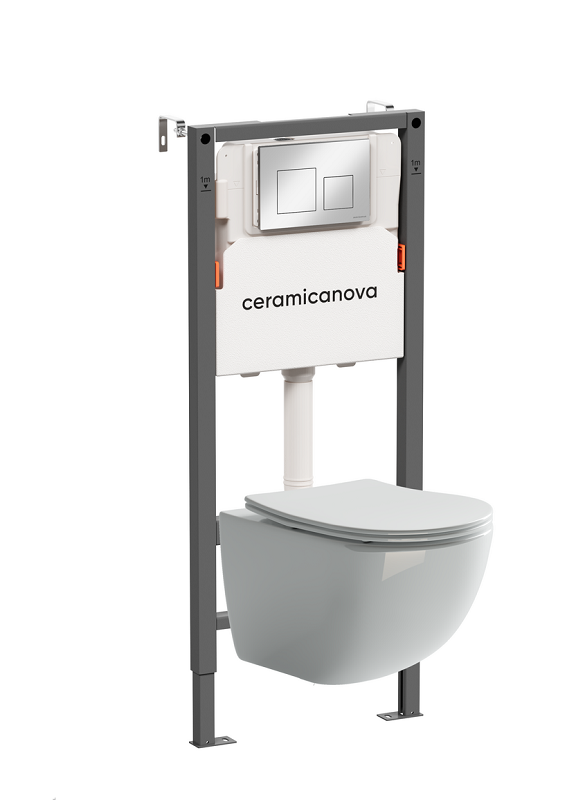 Изображение товара Унитаз Ceramicanova Balance CN3009_121002CH с инсталляцией, Forma безободковый, микролифт, Square Изображение товара Унитаз Ceramicanova Balance CN3009_121002CH с инсталляцией, Forma безободковый, микролифт, Square