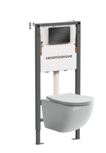 Изображение товара Инсталляция Ceramicanova Balance CN3009_121002MB, с безободковым унитазом Forma, сиденье микролифт, клавиша Square черная матовая