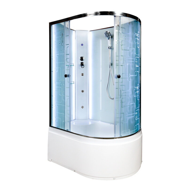 Изображение товара Душевая кабина AvaCan EM5012LNLED+GM/EM5012RNLED+GM 88106/88097, 120 x 90 см, без крыши, с LED-подсветкой, с гидромассажем, поддон высокий, левая/правая, стекло матовое с узором, профиль хром Изображение товара Душевая кабина AvaCan EM5012LNLED+GM/EM5012RNLED+GM 88106/88097, 120 x 90 см, без крыши, с LED-подсветкой, с гидромассажем, поддон высокий, левая/правая, стекло матовое с узором, профиль хром