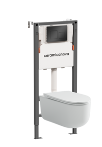 Изображение товара Инсталляция Ceramicanova Balance CN4006_121002MB, с безободковым унитазом Ulma, сиденье микролифт, клавиша Square черная матовая