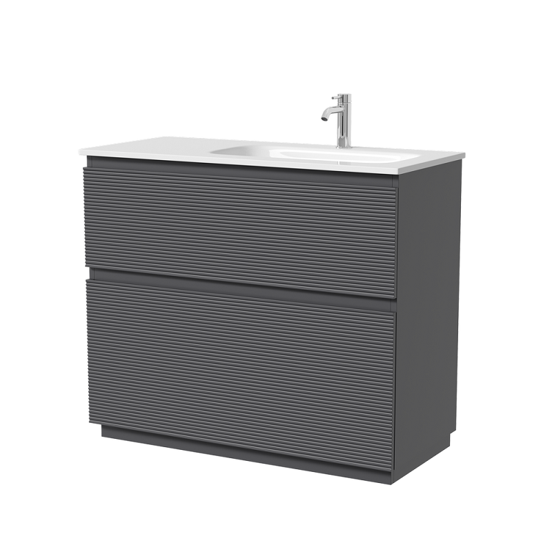 Изображение товара Тумба под раковину Sancos Folk Floor FL100FLGS/FL100FRGS, 100 см, напольная, чаша левая/правая, grey soft