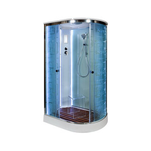 Изображение товара Душевая кабина AvaCan EM2012LLED/EM2012RLED 88065/88056, 120 x 90 см, LED-подсветка, с крышей, с кнопкой, поддон низкий, левая/правая, стекло матовое с рисунком, профиль хром