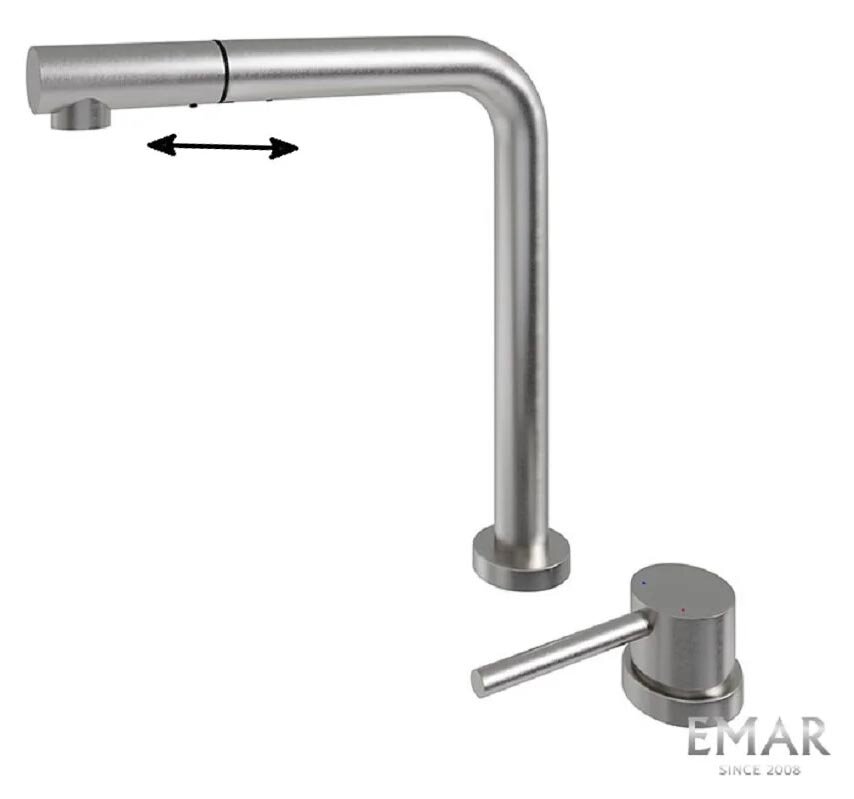 Изображение товара Смеситель для кухонной мойки Emar ЕС - 7027 с поворотным телескопическим изливом satin