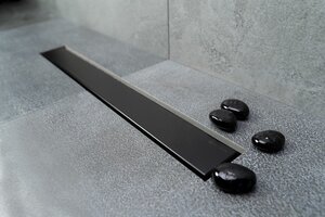 Изображение товара Дренажный канал Pestan Frameless Line Matte Black 850, 13701322, двухсторонняя решетка черная матовая