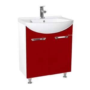Изображение товара Тумба под раковину Bellezza Альфа 55 напольная красная с зеркалом