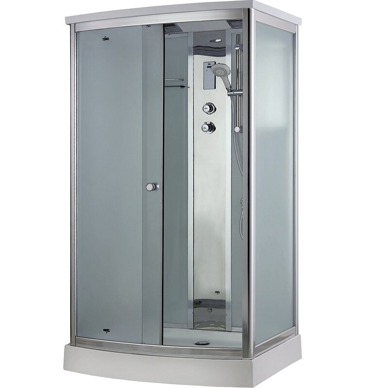 Изображение товара Душевая кабина Timo Comfort Fabric Glass, T-8815F-T-STUN-T-CH/C, 120 x 90 см, стекло матовое, профиль хром, хамам, крыша, стул