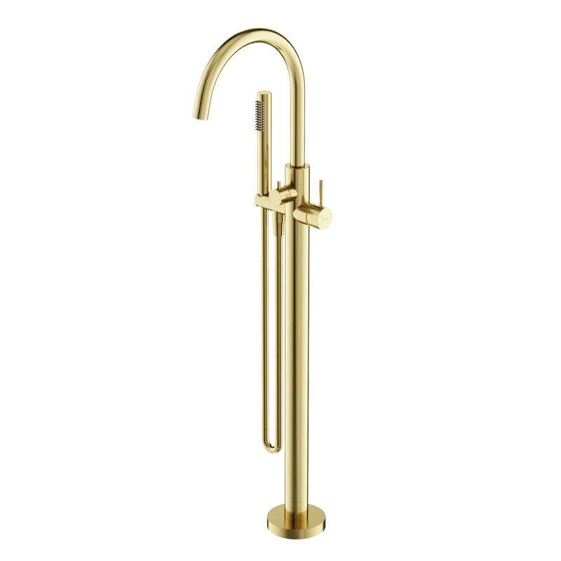 Изображение товара Смеситель Sancos Etna SC9009BG, для ванны, напольный, с душевым гарнитуром, PVD золото брашированное