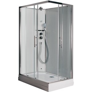 Изображение товара Душевая кабина Timo Premium ILMA102L-roof-102L-T-STILMA-T-CH/C/ILMA102R-roof-102R-T-STILMA-T-CH/C, 120 x 80 см, левая/правая, стекло прозрачное, профиль хром, хамам, крыша, стул