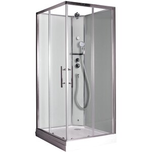 Изображение товара Душевая кабина Timo Premium ILMA109-roof-109-T-STILMA-T-CH/C, 90 x 90 см, стекло прозрачное, профиль хром, хамам, крыша, стул
