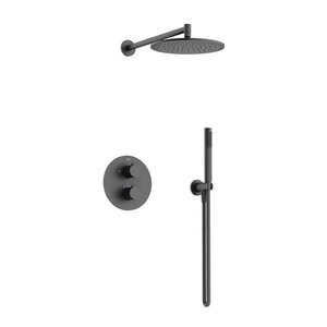 Изображение товара Душевая система Sancos Etna SC9010MB термостатическая черная матовая с верхним и ручным душем