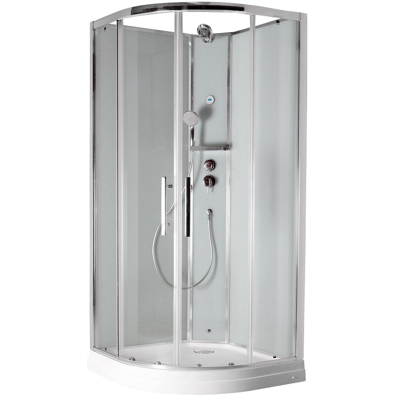 Изображение товара Душевая кабина Timo Premium ILMA909-roof-909-T-STILMA-T-CH/C, 90 x 90 см, стекло прозрачное, профиль хром, хамам, крыша, стул