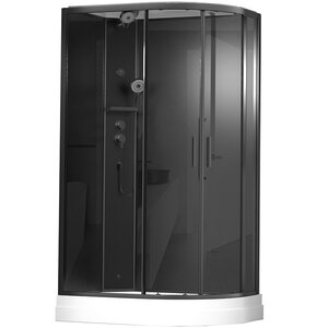 Изображение товара Душевая кабина Timo Premium ILMA902LB-roof-902L-T-STILMA-T-CH/C/ILMA902RB-roof-902R-T-STILMA-T-CH/C, 120 x 80 см, левая/правая, стекло прозрачное, профиль черный матовый, хамам, крыша, стул