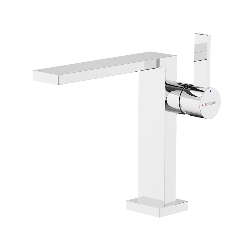 Изображение товара Смеситель для раковины Sancos Linn SC9019CH хром однорычажный гладкий дизайн
