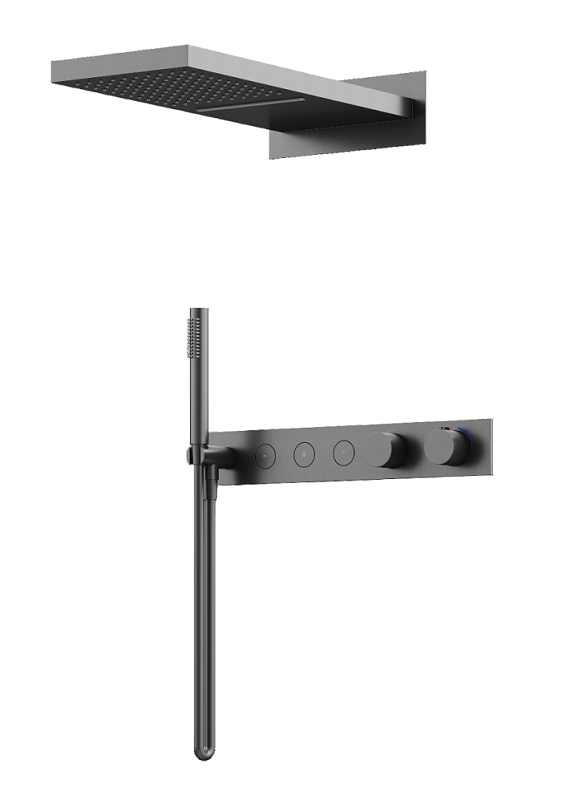 Изображение товара Душевая система Sancos Linn SC9023GG, термостатическая, вороненая сталь