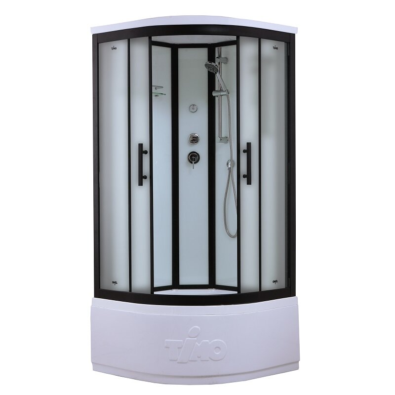 Изображение товара Душевая кабина Timo Standart Black Fabric T-6600BF-T-STUN, 100 x 100 см, стекло матовое, профиль черный, хамам