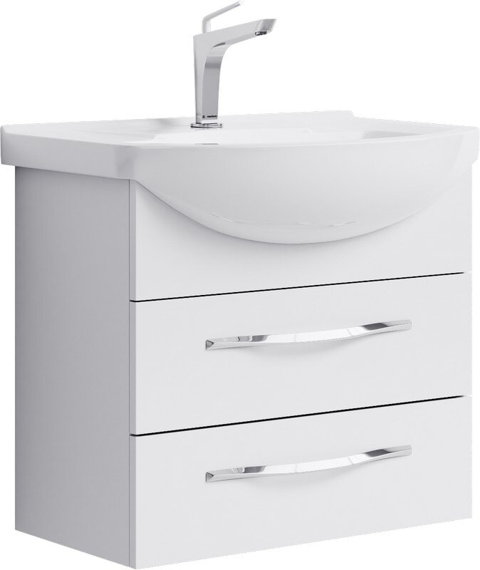 Изображение товара Тумба под раковину Aqwella Аллегро 65 подвесная белая с 2 ящиками