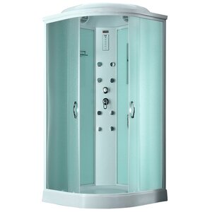 Изображение товара Душевая кабина Timo Eco TE-0701-T-STUN-T-CH/C, 100 х 100 см, стекло матовое, профиль белый, хамам, стул
