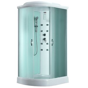 Изображение товара Душевая кабина Timo Eco TE-0702L-T-STUN-T-CH/C/TE-0702R-T-STUN-T-CH/C, 120 х 80 см, левая/правая, стекло матовое, профиль белый, хамам, стул