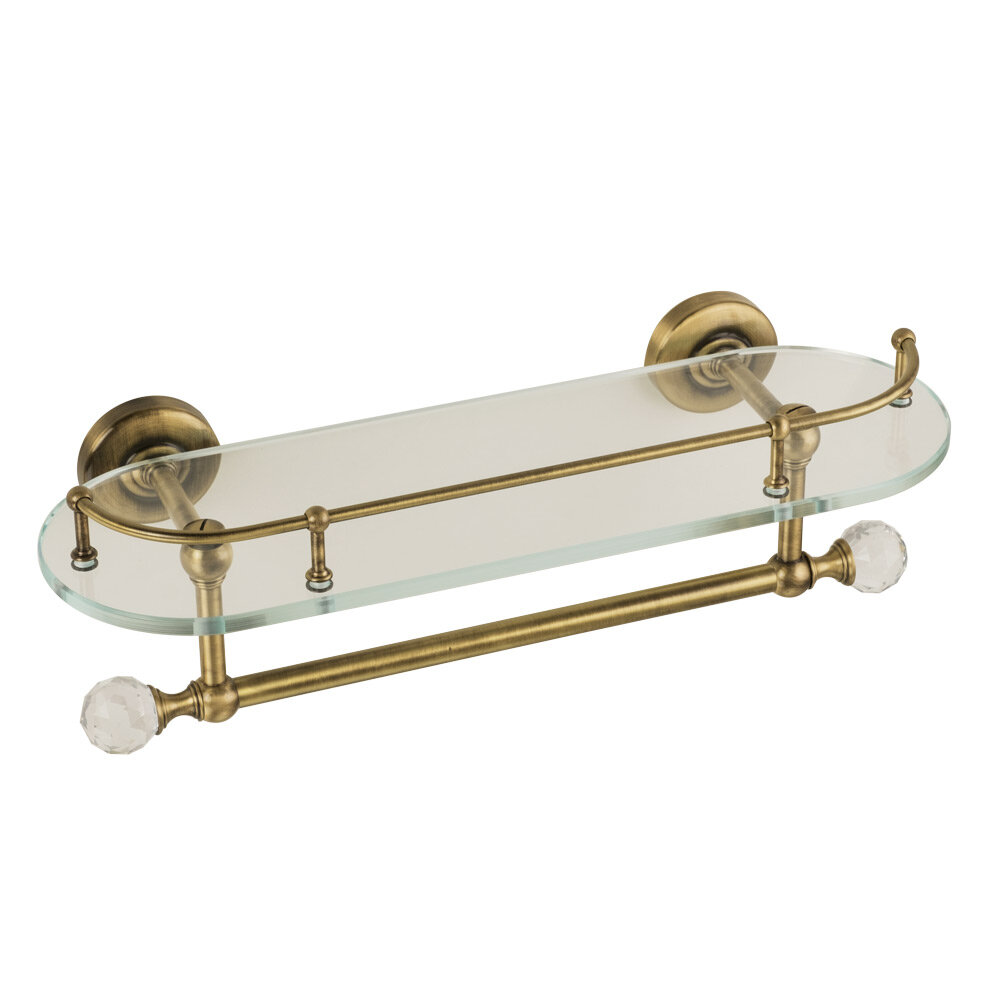 Изображение товара Полка со галереей и полотенцедержателем Migliore Amerida 16565 бронза 36 см