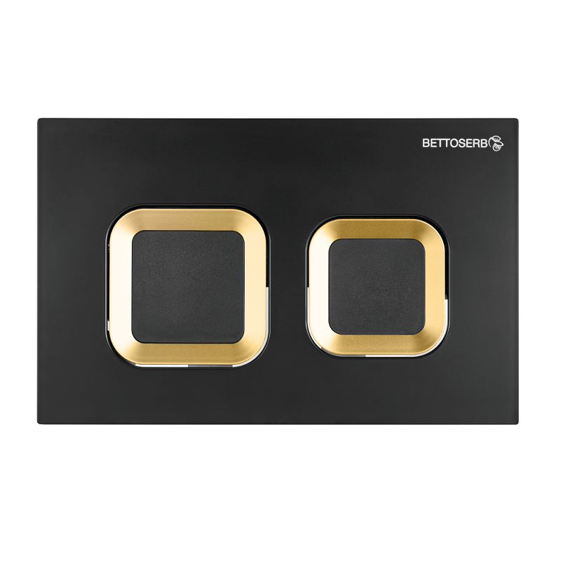 Изображение товара Клавиша смыва Bettoserb Smart 40006489 механическая черная матовая и золото Изображение товара Клавиша смыва Bettoserb Smart 40006489 механическая черная матовая и золото