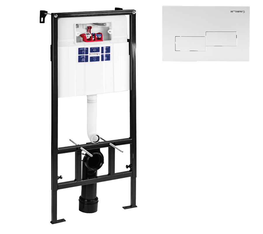 Изображение товара Инсталляция Bettoserb Sava Fix Slim SET40006486G с клавишей Bricks белая для унитаза