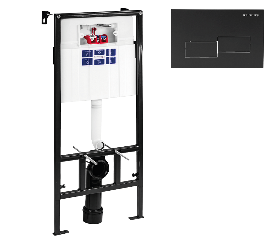 Изображение товара Инсталляция Bettoserb Sava Fix Slim с клавишей Bricks черная матовая