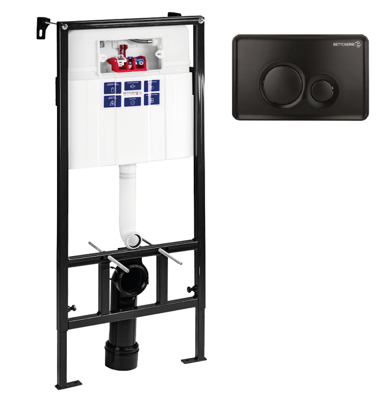 Изображение товара Инсталляция для унитаза Bettoserb Sava Slim Superior SES40006459 с клавишей Twin черная матовая