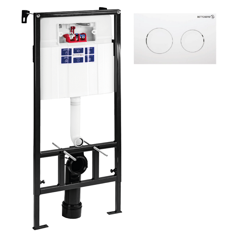 Изображение товара Инсталляция для унитаза Bettoserb Sava Slim Superior SES40006466 с клавишей Cool белая