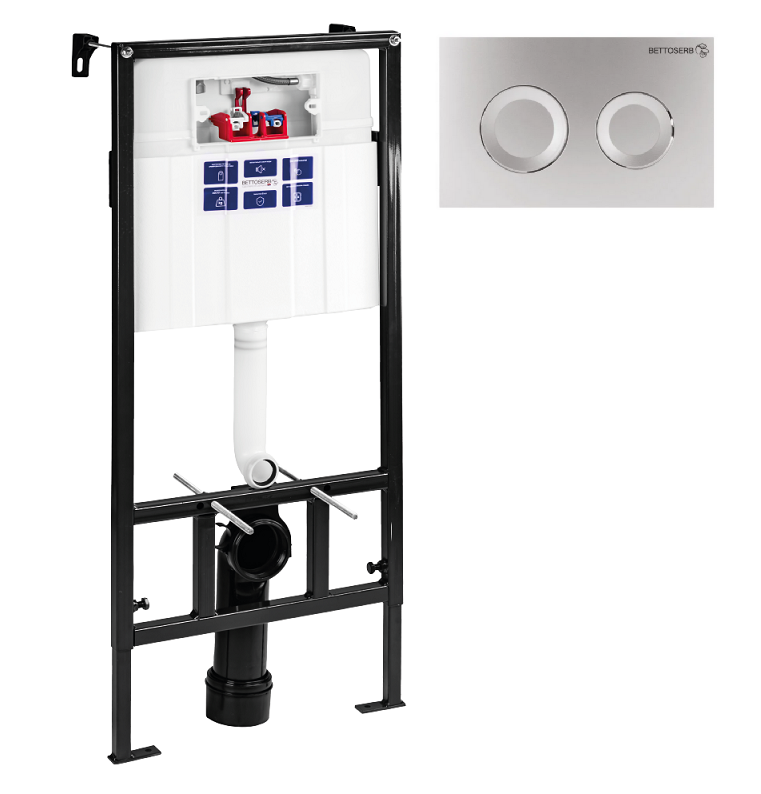 Изображение товара Инсталляция Bettoserb Sava Slim Superior SES40006468 с клавишей Cool хром матовый