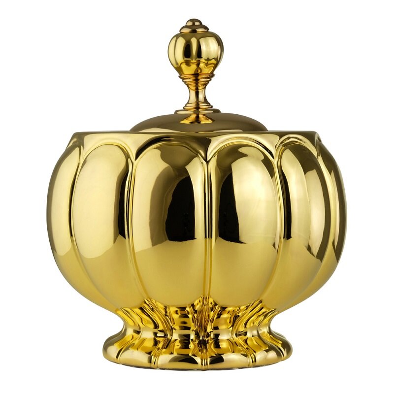 Изображение товара Баночка настольная Migliore Olivia 24667 с золотым покрытием для хранения ватных дисков