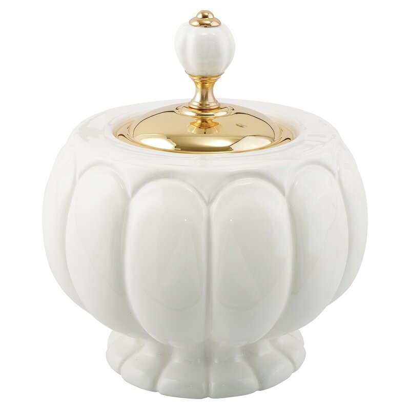 Изображение товара Настольная баночка Migliore Olivia 17449 из латуни с золотым покрытием для хранения ватных дисков