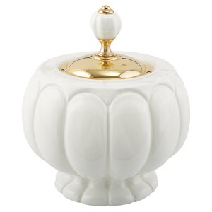 Изображение товара Настольная баночка Migliore Olivia 17449 из латуни с золотым покрытием для хранения ватных дисков