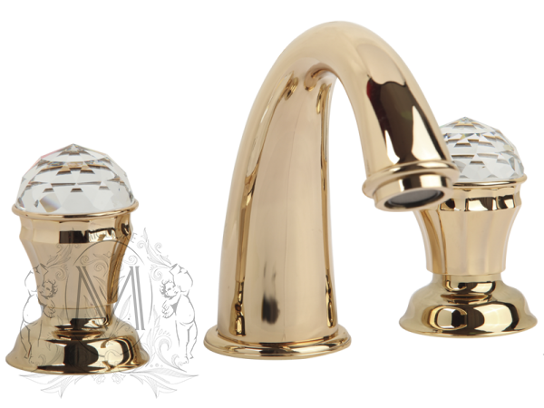 Изображение товара Смеситель для раковины Migliore Korona, 27329, золото, ручки Swarovski
