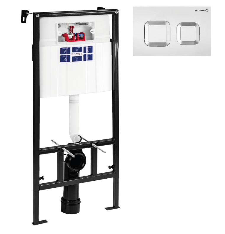Изображение товара Инсталляция Bettoserb Sava Slim Superior SES40006488G с клавишей Smart белый глянец/хром