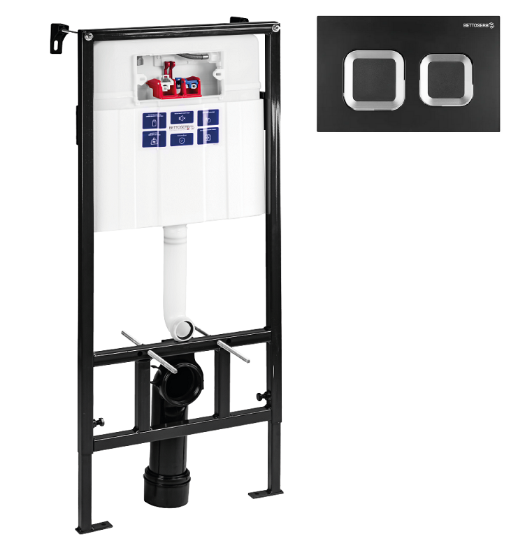 Изображение товара Инсталляция Bettoserb Sava Slim Superior SES40006487, с клавишей Smart черная матовая/хром