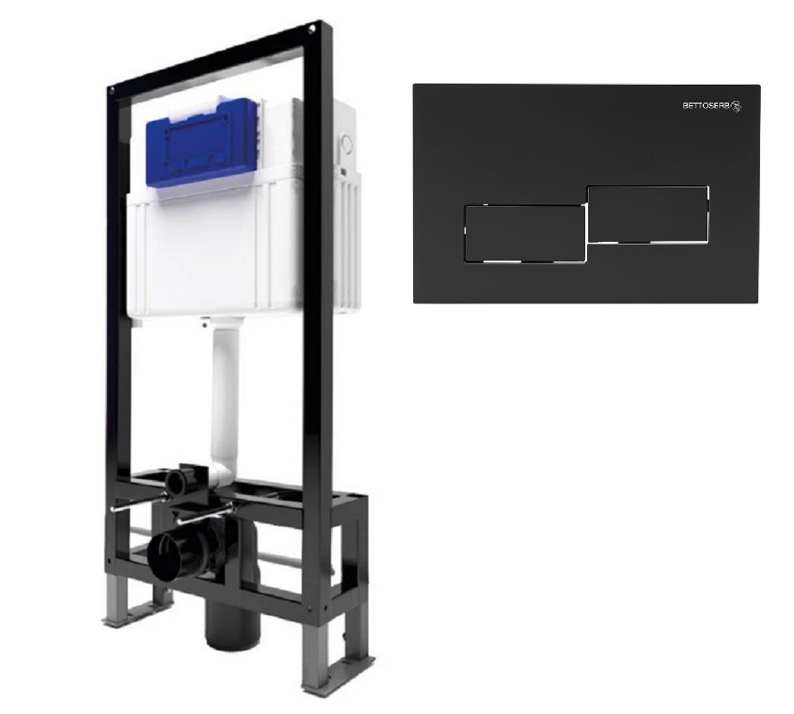 Изображение товара Инсталляция Bettoserb Sava Free Standing SFS40006481, с клавишей Bricks черная матовая Изображение товара Инсталляция Bettoserb Sava Free Standing SFS40006481, с клавишей Bricks черная матовая