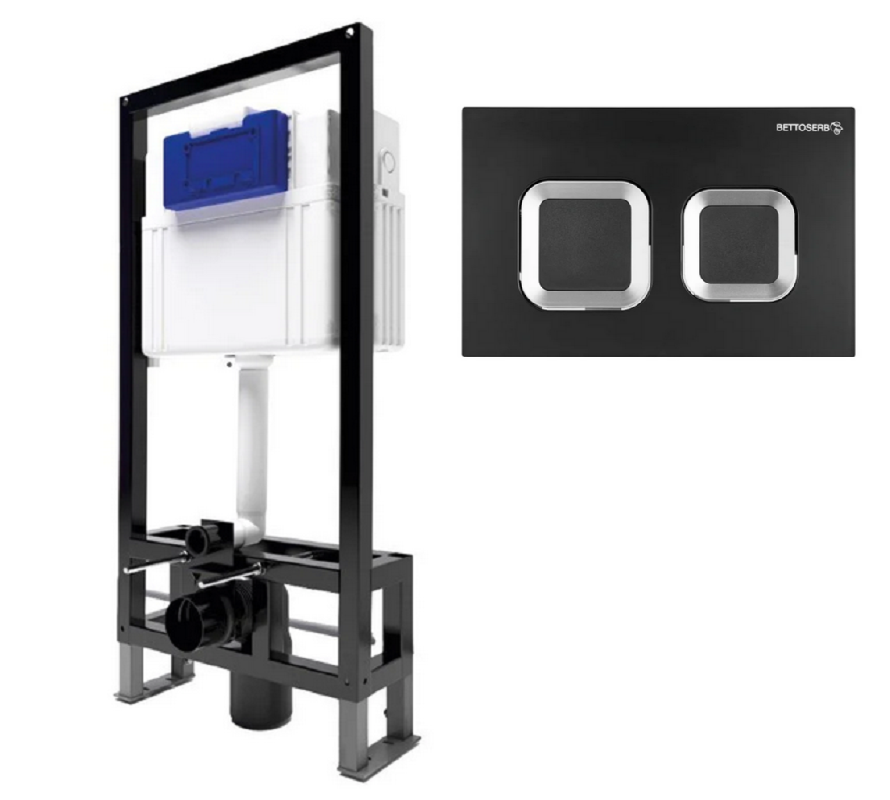 Изображение товара Инсталляция Bettoserb Sava Free Standing SFS40006487 с механической клавишей Smart черная матовая/х Изображение товара Инсталляция Bettoserb Sava Free Standing SFS40006487 с механической клавишей Smart черная матовая/х