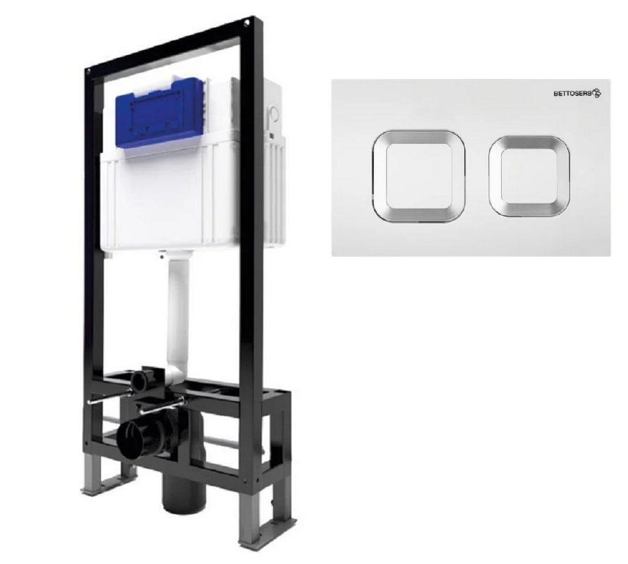 Изображение товара Инсталляция Bettoserb Sava Free Standing SFS40006488G с клавишей Smart белая/хром Изображение товара Инсталляция Bettoserb Sava Free Standing SFS40006488G с клавишей Smart белая/хром