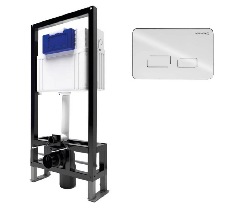 Изображение товара Инсталляция Bettoserb Sava Free Standing с сенсорной клавишей Sensorio белая