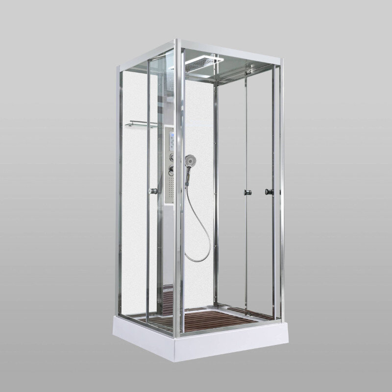 Изображение товара Душевая кабина AvaCan Z1910LEDMT, 78291, 100 x 100 см, крыша и задние стенки белый матовый, с LED подсветкой, с гидромассажем, с электрикой, поддон низкий, стекло прозрачное, профиль хром Изображение товара Душевая кабина AvaCan Z1910LEDMT, 78291, 100 x 100 см, крыша и задние стенки белый матовый, с LED подсветкой, с гидромассажем, с электрикой, поддон низкий, стекло прозрачное, профиль хром