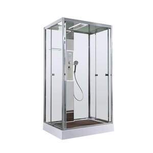 Изображение товара Душевая кабина AvaCan Z1912LED, 78266, 120 x 90 см, крыша белый матовый, с LED подсветкой, с гидромассажем, с электрикой, поддон низкий, стекло прозрачное, профиль хром