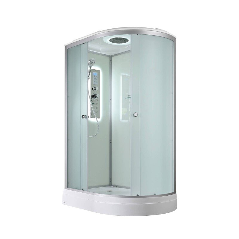 Изображение товара Душевая кабина AvaCan D2012LLED/D2012RLED 78015/78012, 120 x 80 см, с LED подсветкой, с крышей, поддон низкий, левая/правая, стекло матовое, профиль хром