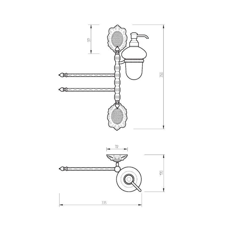 Изображение товара Полотенцедержатель Migliore Cleopatra 16646 c дозатором бронза, 20 см