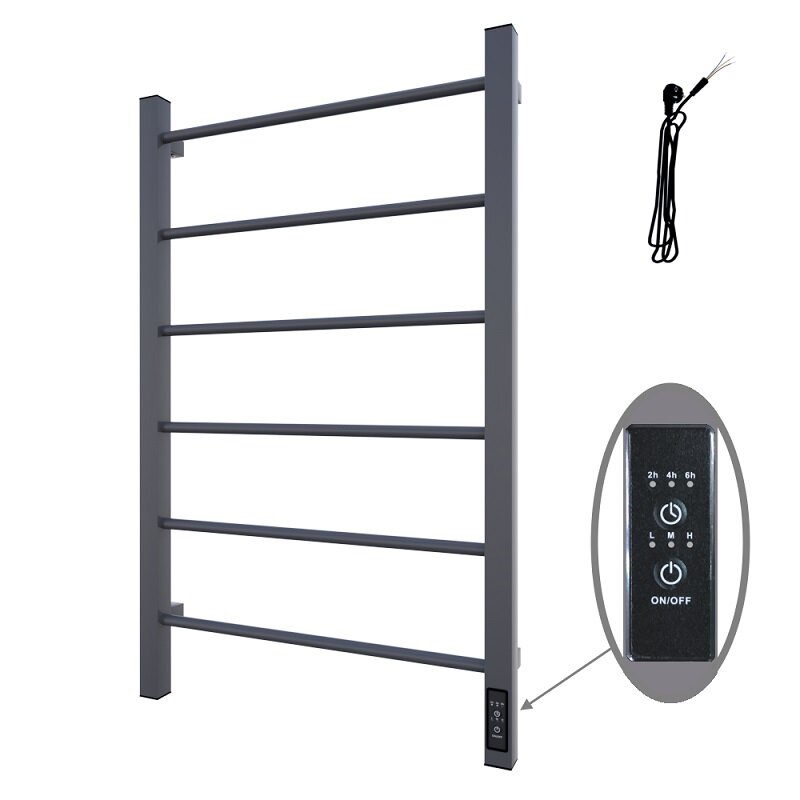 Изображение товара Полотенцесушитель электрический Altasan КаталеяСП5080СМ, высота 80 см, ширина 50 см, диммер справа, серый матовый