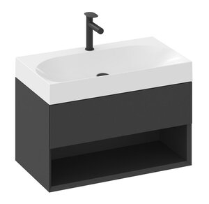 Изображение товара Тумба под раковину Ravak Lite SD X000001862, 80 см, подвесная, черный матовый