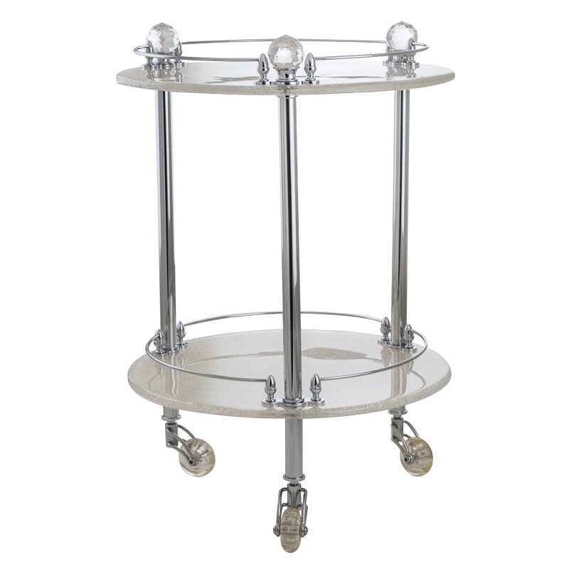 Изображение товара Столик на колесиках Migliore.CRistalia 16818 хром с кристаллами Swarovski