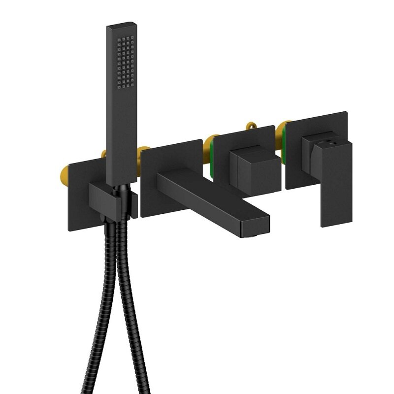 Изображение товара Смеситель для ванны и душа Aquatek Либра AQ1644MB, с душевым гарнитуром, черный матовый